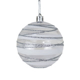 Esferas Navideñas Blancas con Glitter, 2 pzas