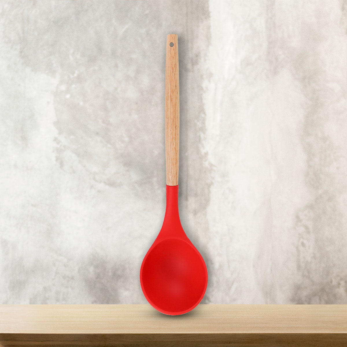 Cucharon de Silicona color Rojo para Cocina, 31 cm