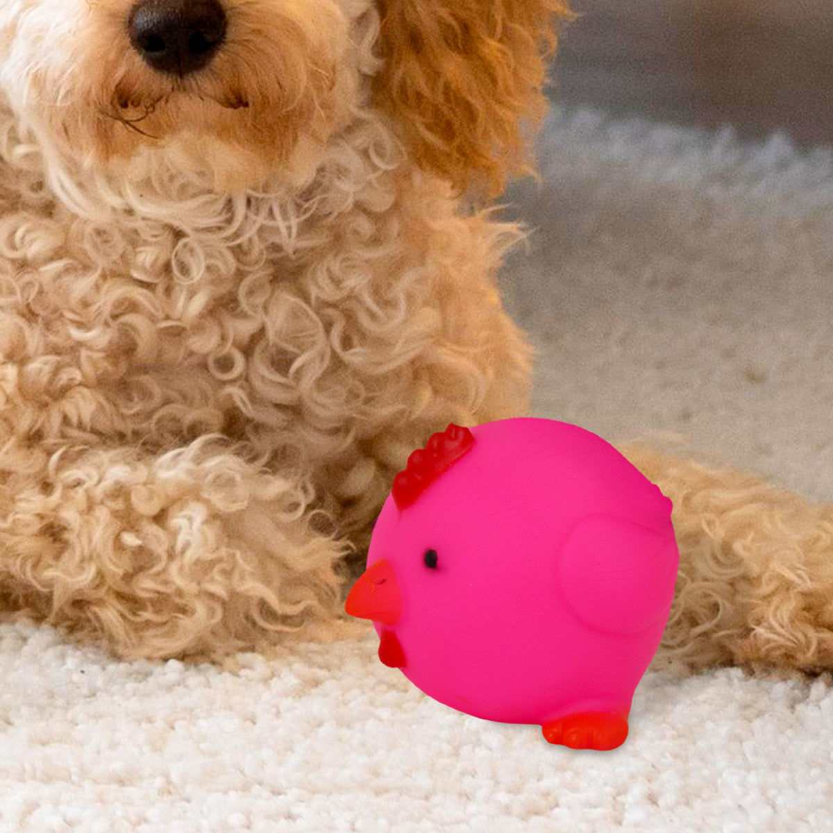 Juguete en Forma de Pollo color Rosa para Mascota