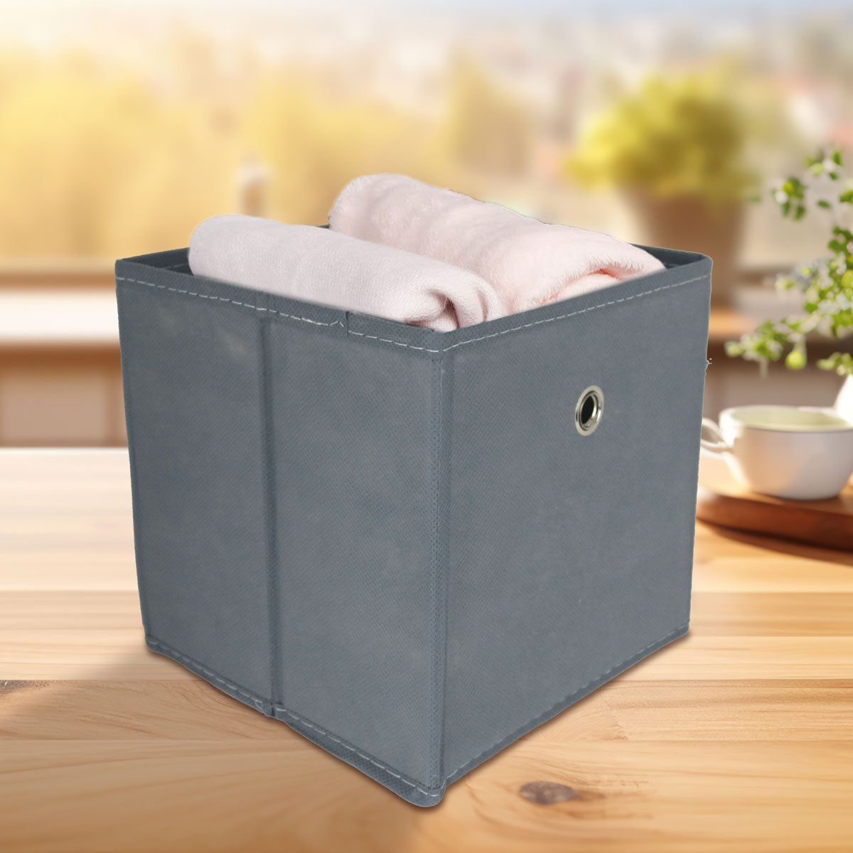 Caja Cuadrada Non Woven color Gris para Almacenamiento