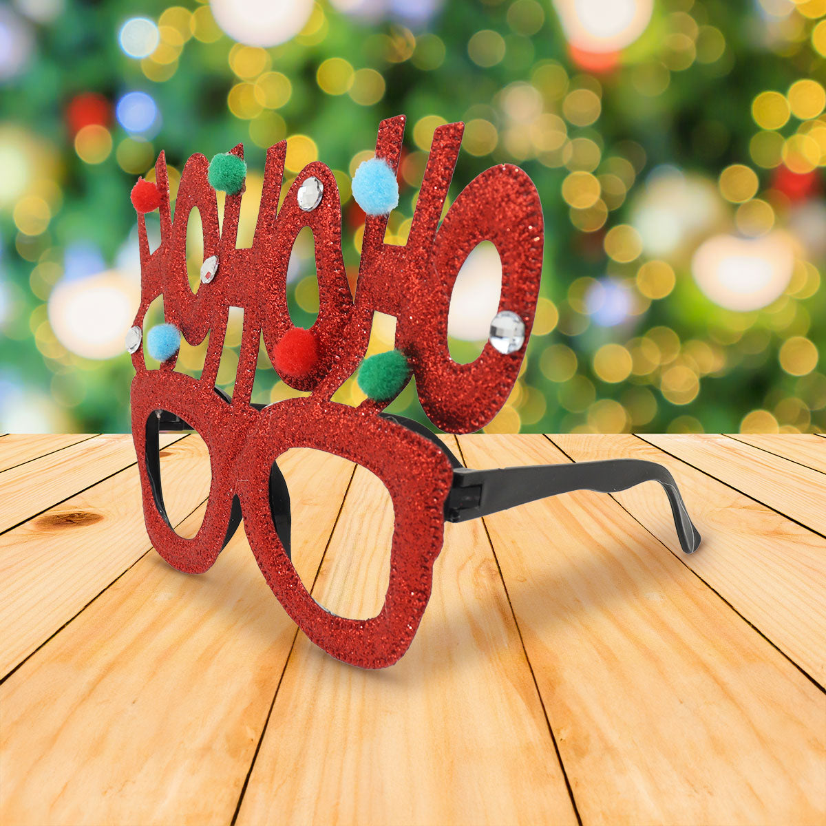 Lentes con Diseño Navideño color Rojo, Ho Ho Ho