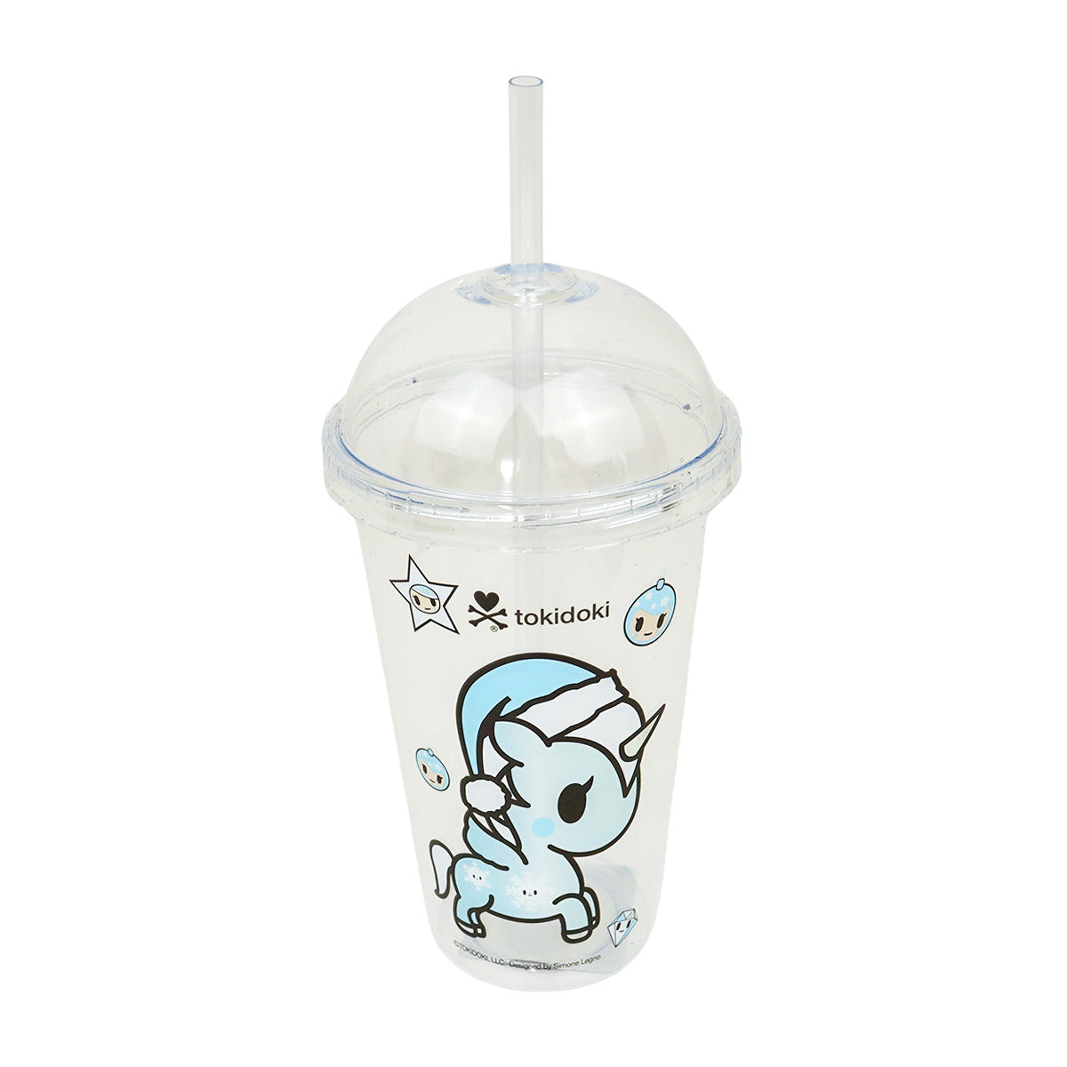 Vaso Navideño de Plástico con Tapa, Unicornio Toki Doki