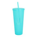 Vaso de Plástico color Aqua con Popote, 1100ml