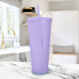 Vaso de Plástico color Morado con Popote, 1100ml