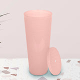 Vaso de Plástico color Rosa con Popote, 1100ml