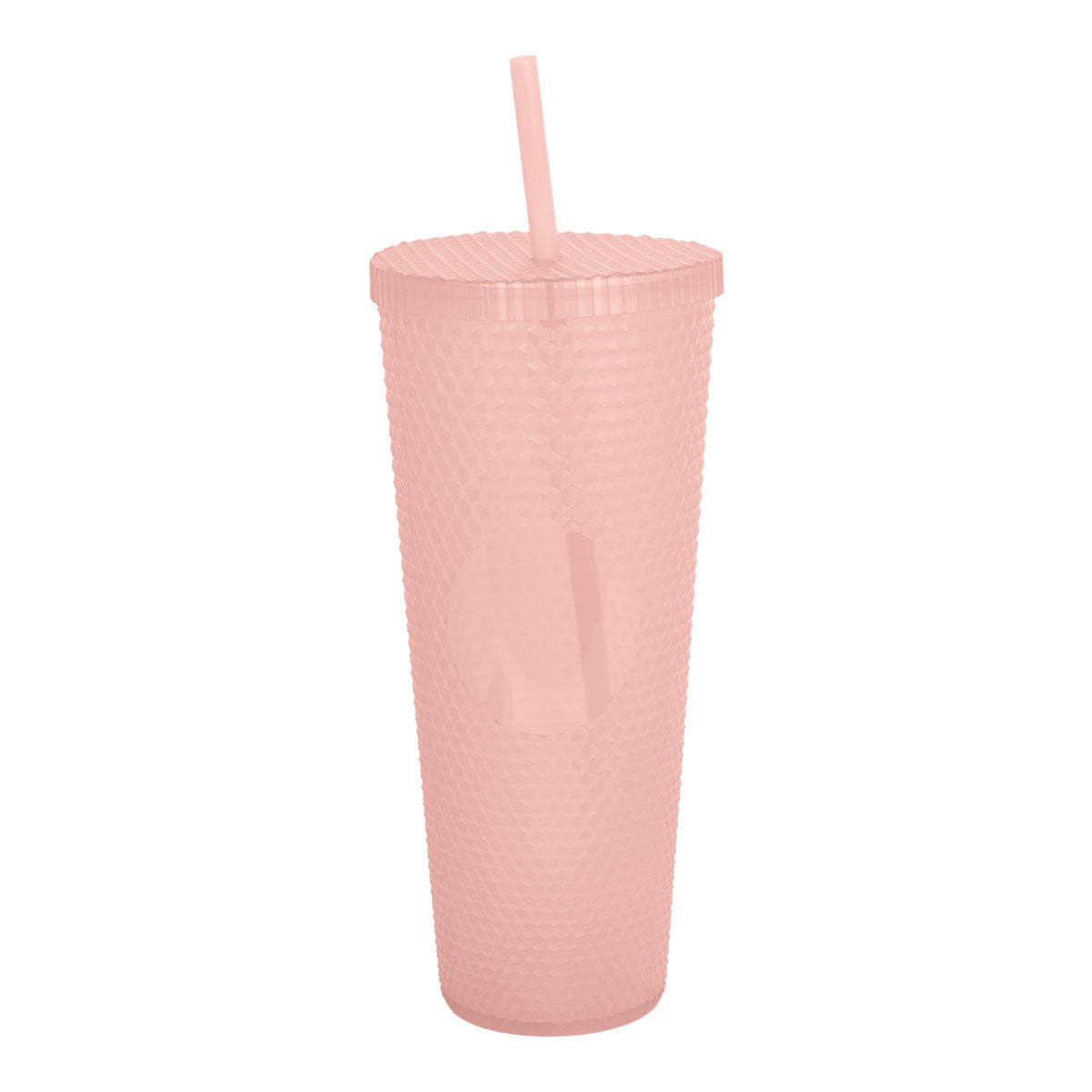 Vaso de Plástico color Rosa con Popote, 1100ml