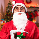 Gorrito Navideño Color Rojo con Barba de Santa Claus