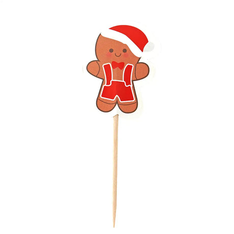 Set Navideño de Capacillos y Palillos Decorativos para Cupcakes, Santa