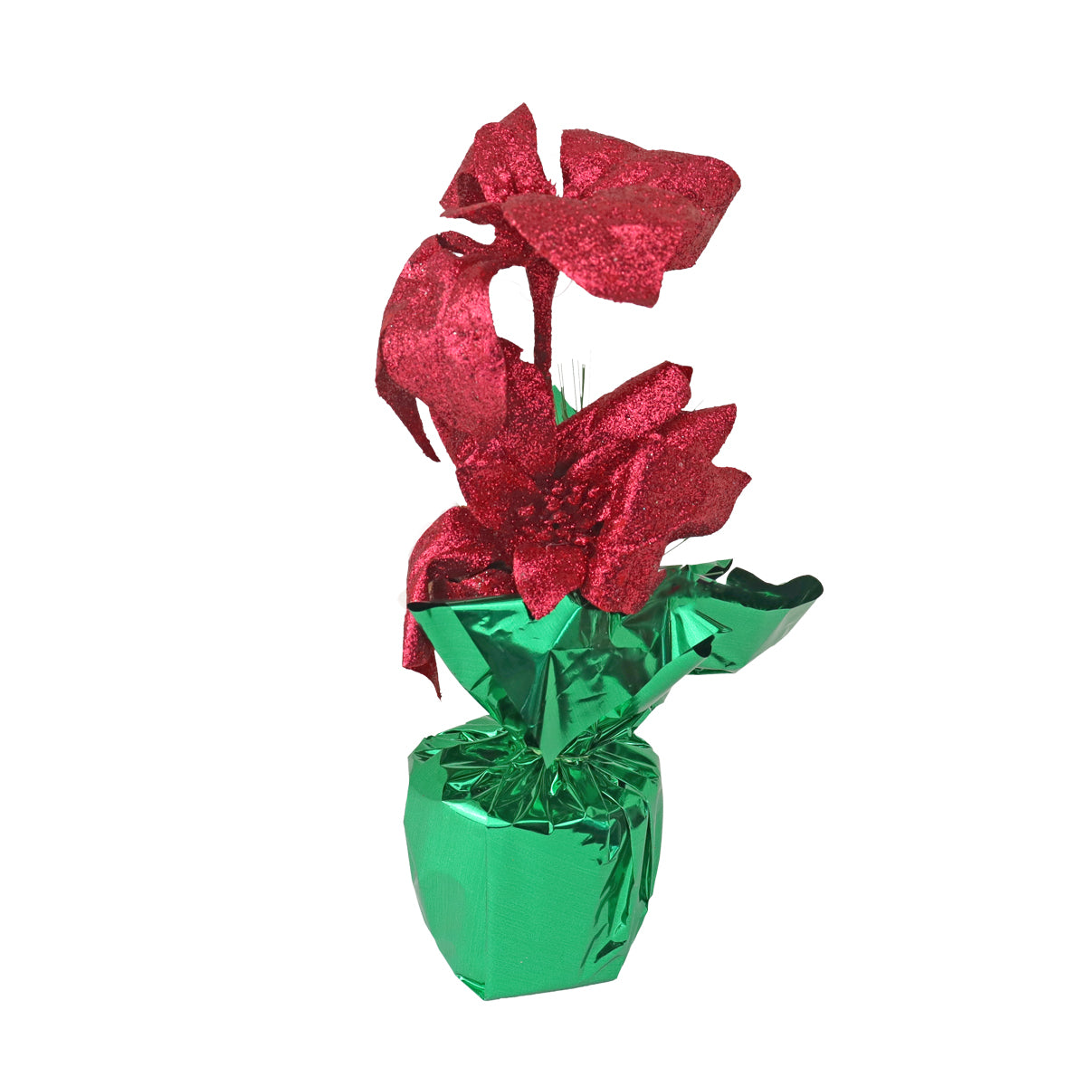 Flores de Nochebuena Artificial color Rojo con Maceta Decorativa