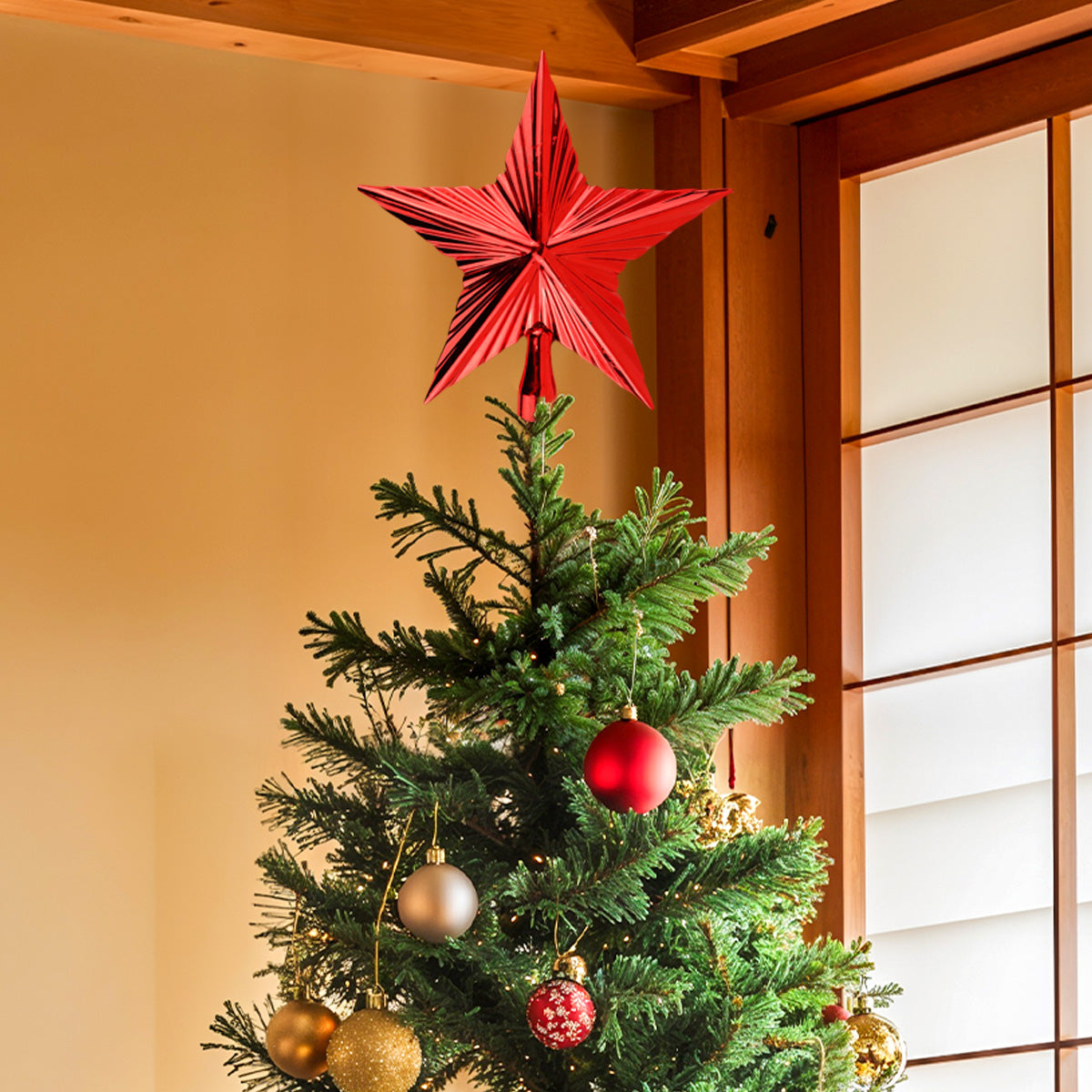 Estrella Decorativa color Rojo para Punta de Árbol de Navidad