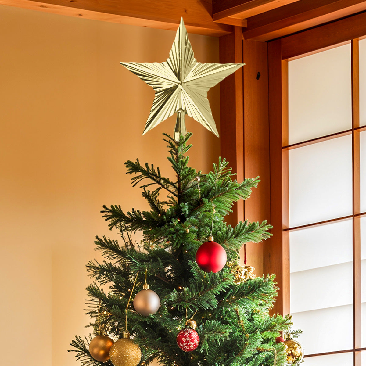 Estrella Decorativa color Oro para Punta de Árbol de Navidad