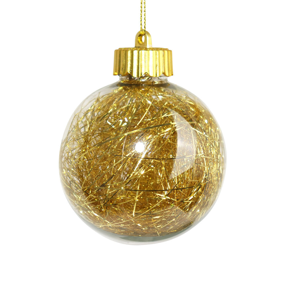 Esfera Navideña Transparente con Decoración color Oro