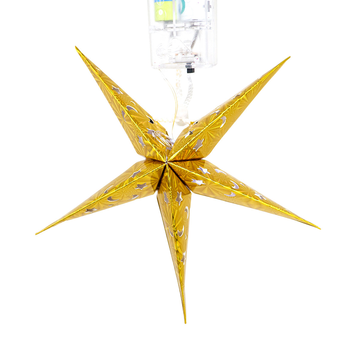 Farol de Papel en Forma de Estrella con Luz LED, Color Dorado