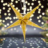 Farol de Papel en Forma de Estrella con Luz LED, Color Dorado