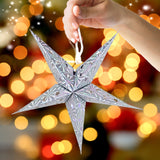 Farol de Papel en Forma de Estrella con Luz LED, Color Plata