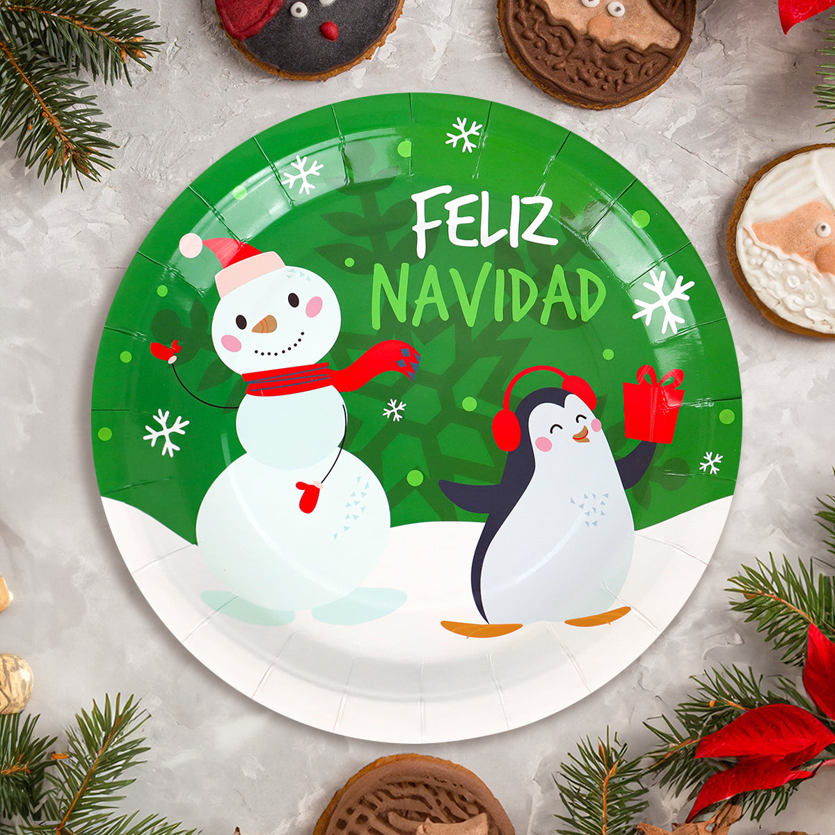 Set de 10 Platos de Cartón "Feliz Navidad"