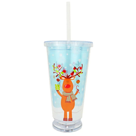 Vaso de Plástico con Diseño de Reno