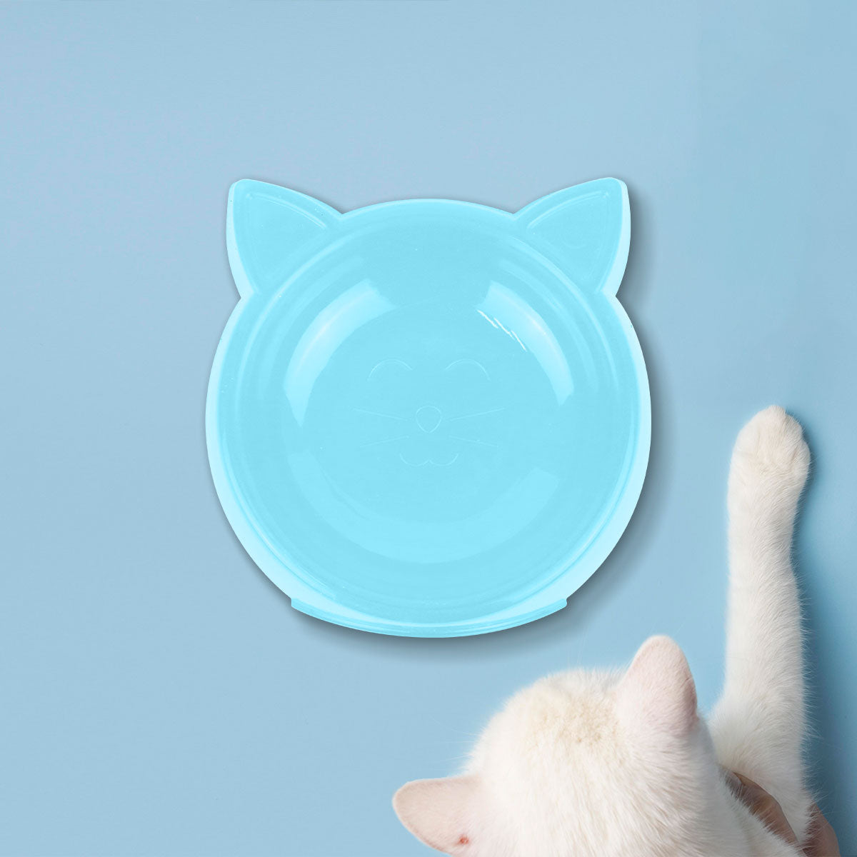 Plato de Plástico con Diseño de Gatito color Azul Cielo