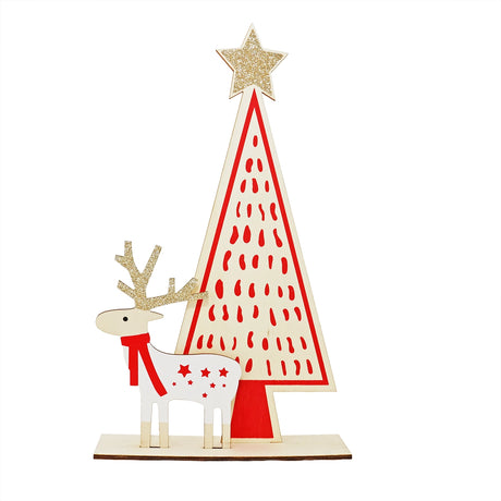 Adorno Navideño de Árbol y Reno para Mesa