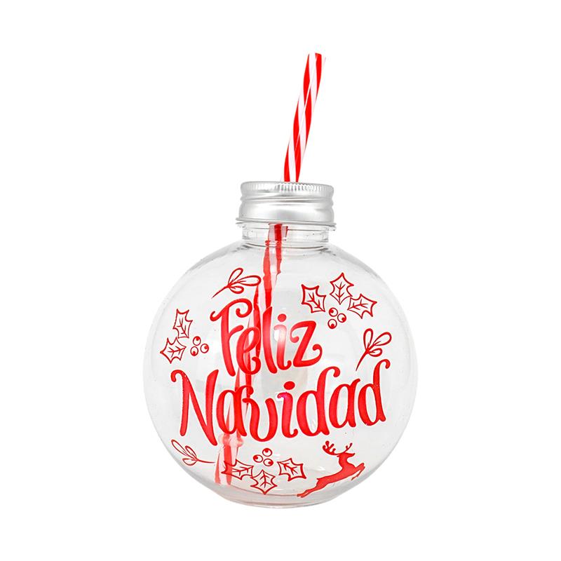 Vaso de Plástico con Diseño de Esfera "Feliz Navidad"