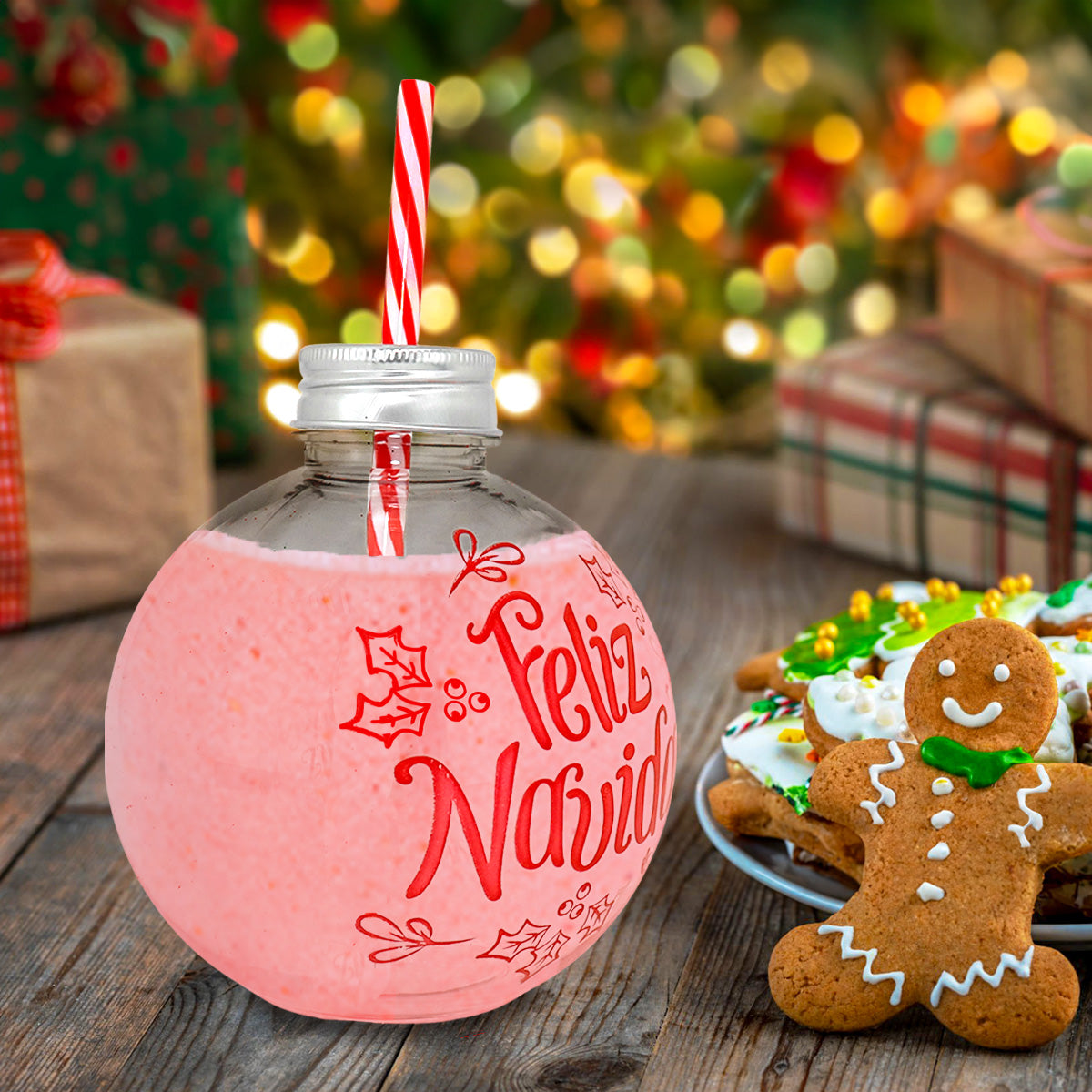 Vaso de Plástico con Diseño de Esfera "Feliz Navidad"
