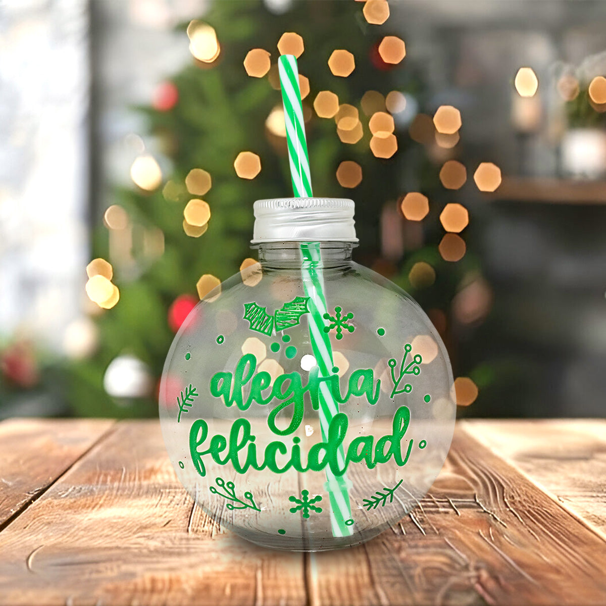 Vaso de Plástico con Diseño de Esfera "Felicidad"