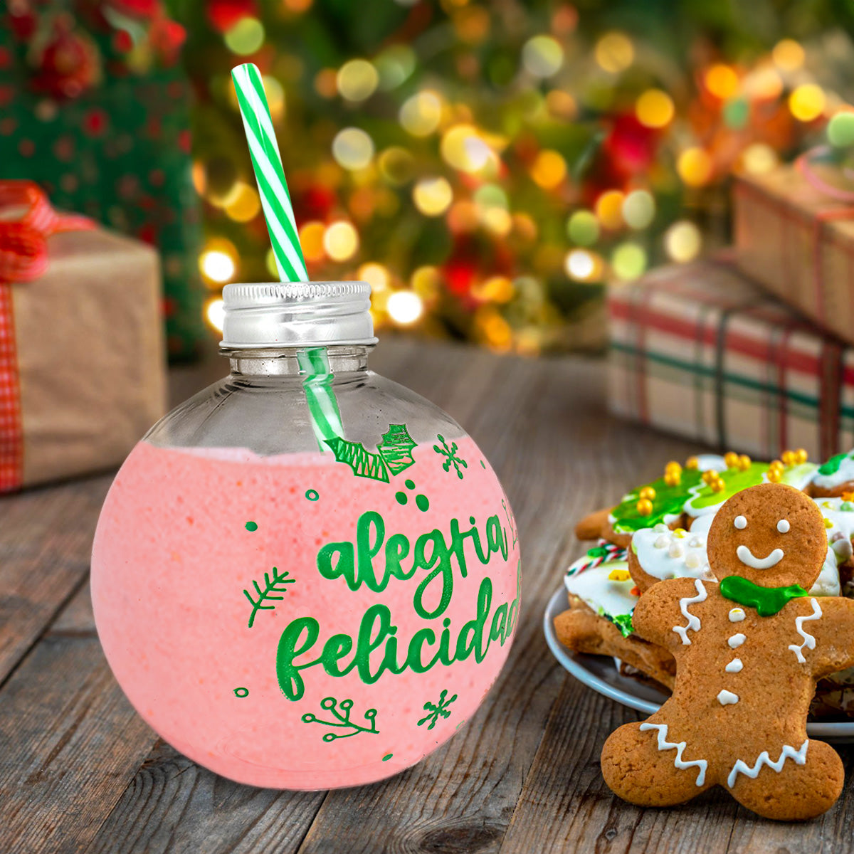 Vaso de Plástico con Diseño de Esfera "Felicidad"