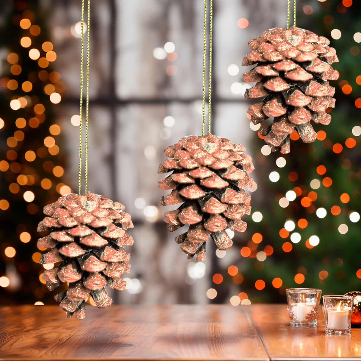 Ornamentos en Forma de Piñas Navideñas