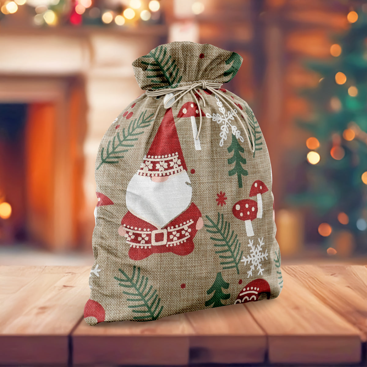 Bolsa de Tela con Temática de Navidad