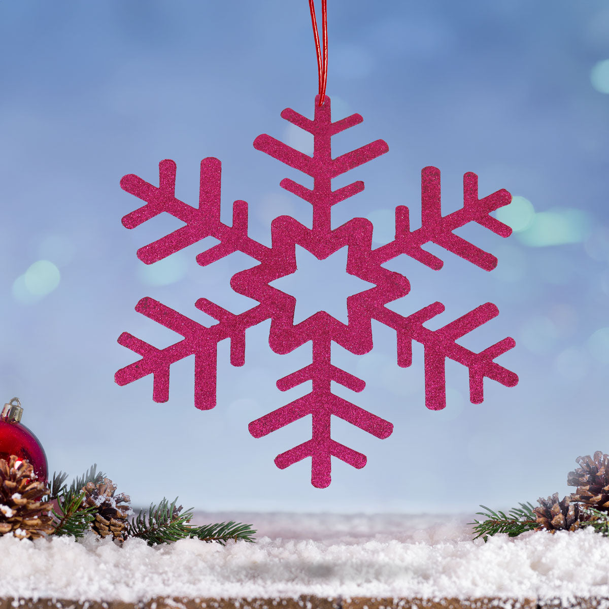 Copo de Nieve Jumbo, Glitter, Color Fucsia