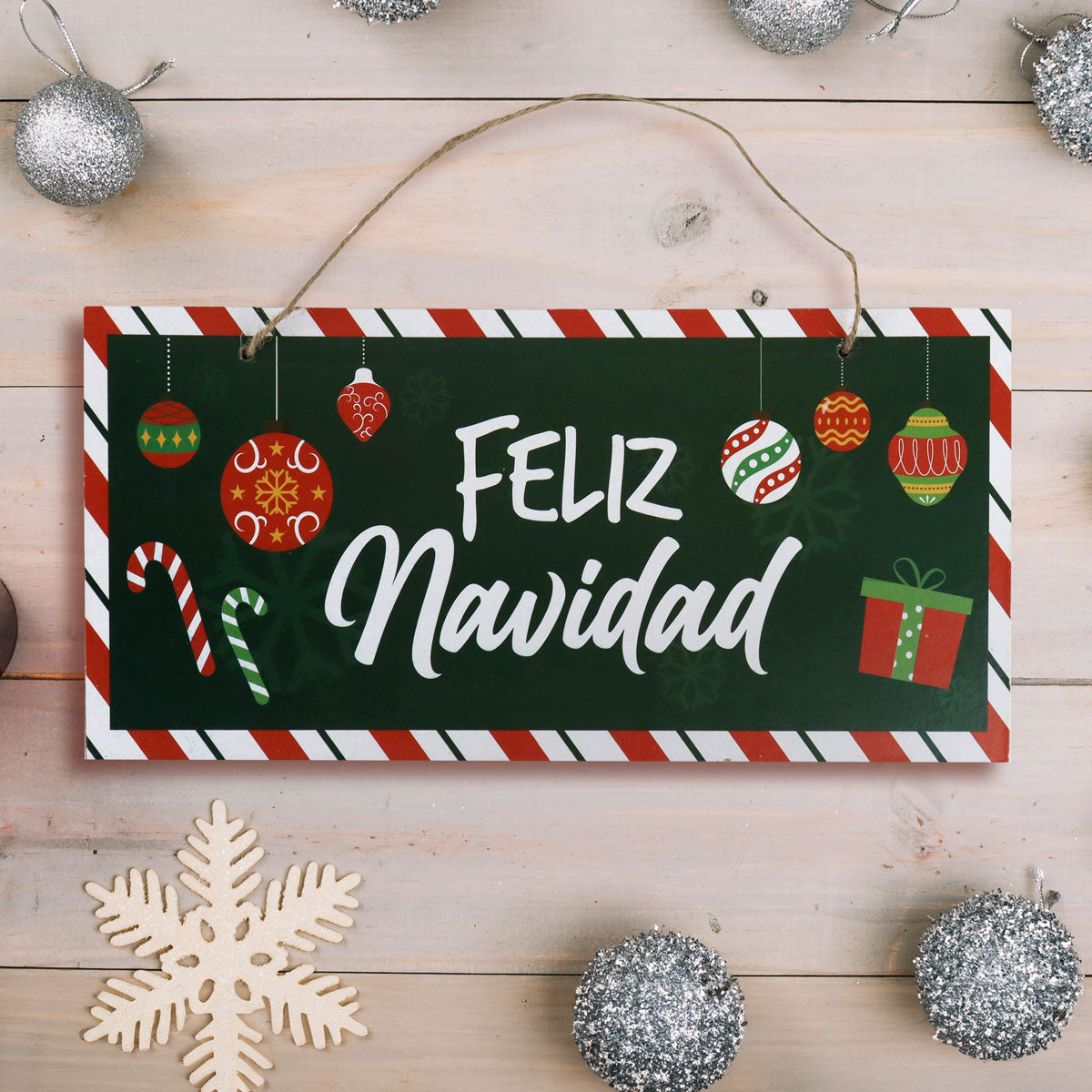 Letrero Colgante con Diseño Navideño, "Feliz Navidad"