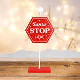 Letrero Navideño Decorativo de MDF, "Santa Stop Here"