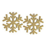 Set de 2 Copos de Nieve MDF con Diamantina color Oro