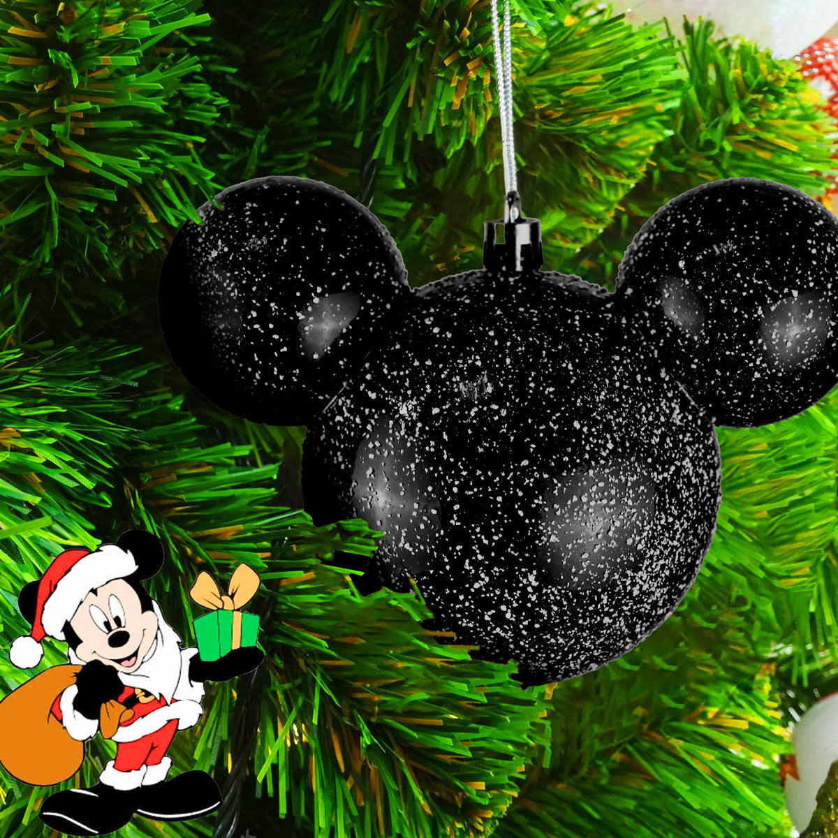 Esfera, Mickey Mouse, Efecto Nevado, Color Negro