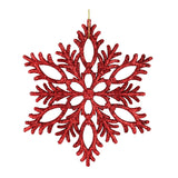 Copo de Nieve, Ornamento Navideño con Glitter, Color Rojo