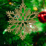Copo de Nieve, Ornamento Navideño con Glitter, Color Dorado