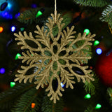 Copo de Nieve, Ornamento Navideño con Glitter, Color Dorado