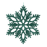 Copo de Nieve, Ornamento Navideño con Glitter, Color Verde