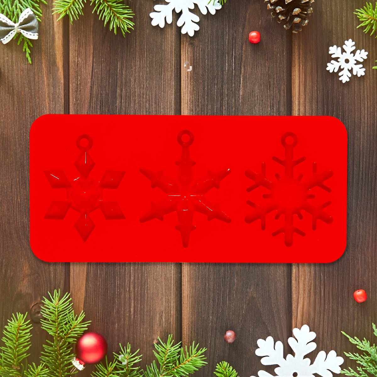 Molde Navideño de Silicón color Rojo