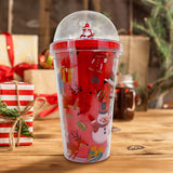 Vaso Navideño de Plástico con Tapa, Santa Claus