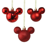 Set de 3 Esferas Navideñas color Rojo en Forma de Mickey Mouse