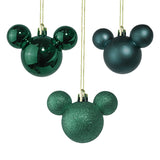 Set de 3 Esferas Navideñas color Verde en Forma de Mickey Mouse