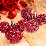 Esferas Tinsel de Mickey, 2 pzas, Color Fucsia
