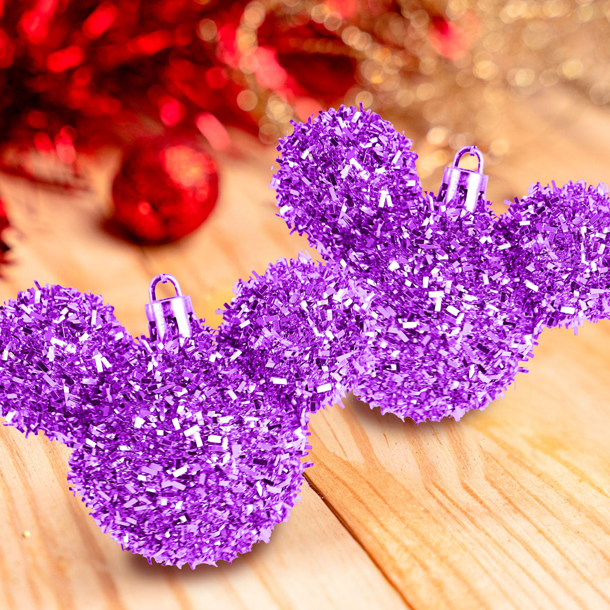 Esferas Tinsel de Mickey, 2 pzas, Color Morado