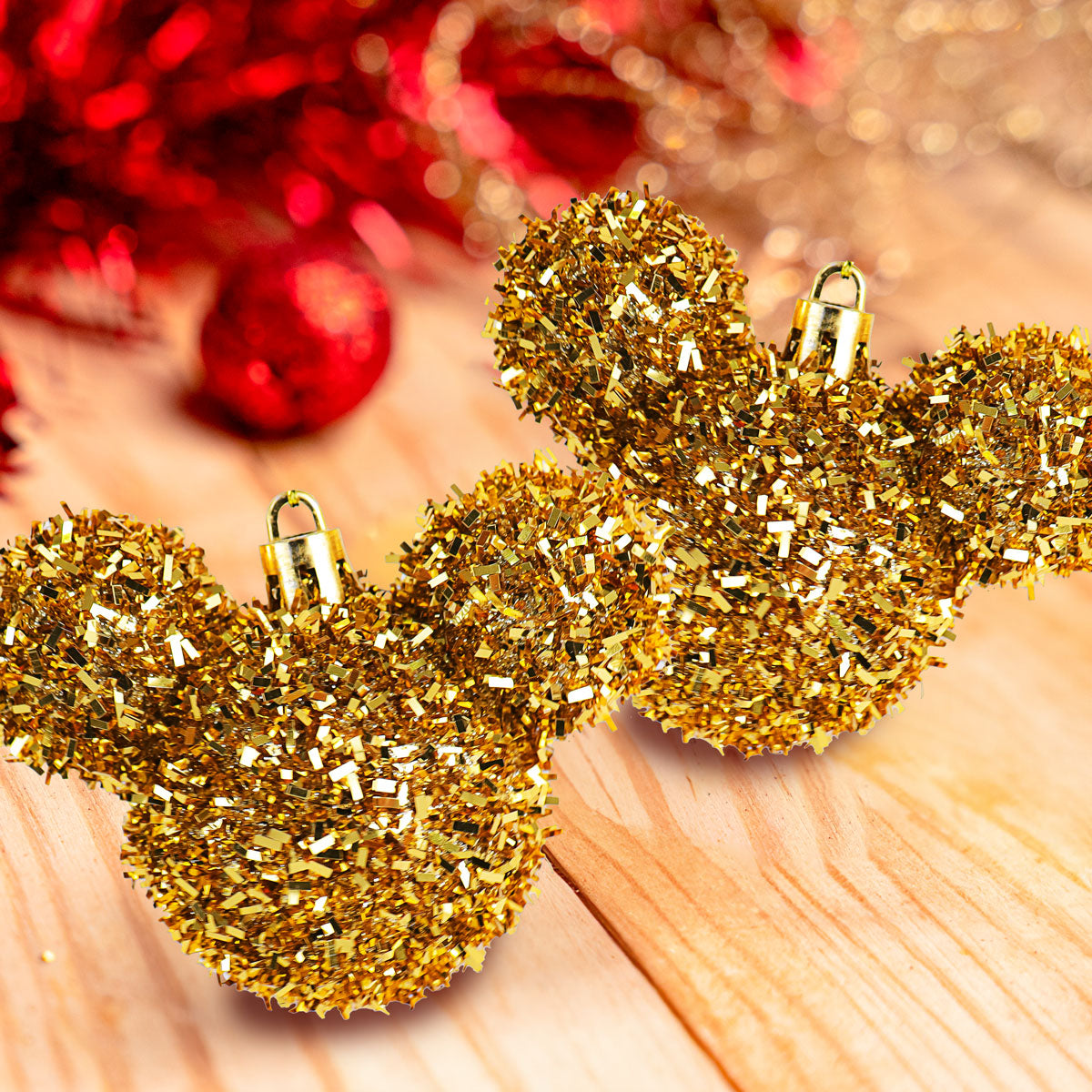Esferas Tinsel de Mickey, 2 pzas, Color Dorado