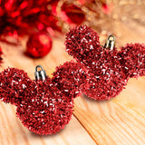 Esferas Tinsel de Mickey, 2 pzas, Color Rojo