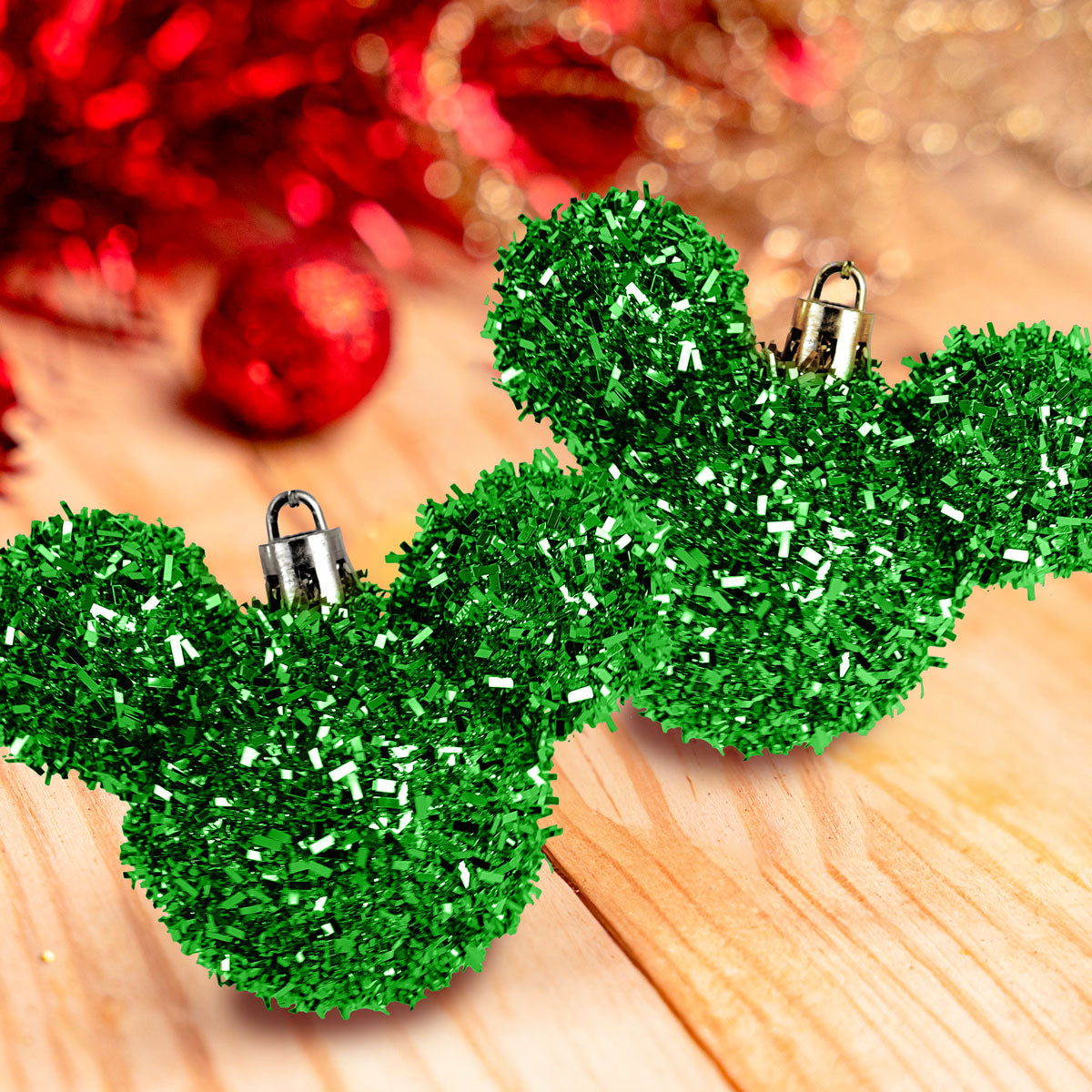 Esferas Tinsel de Mickey, 2 pzas, Color Verde