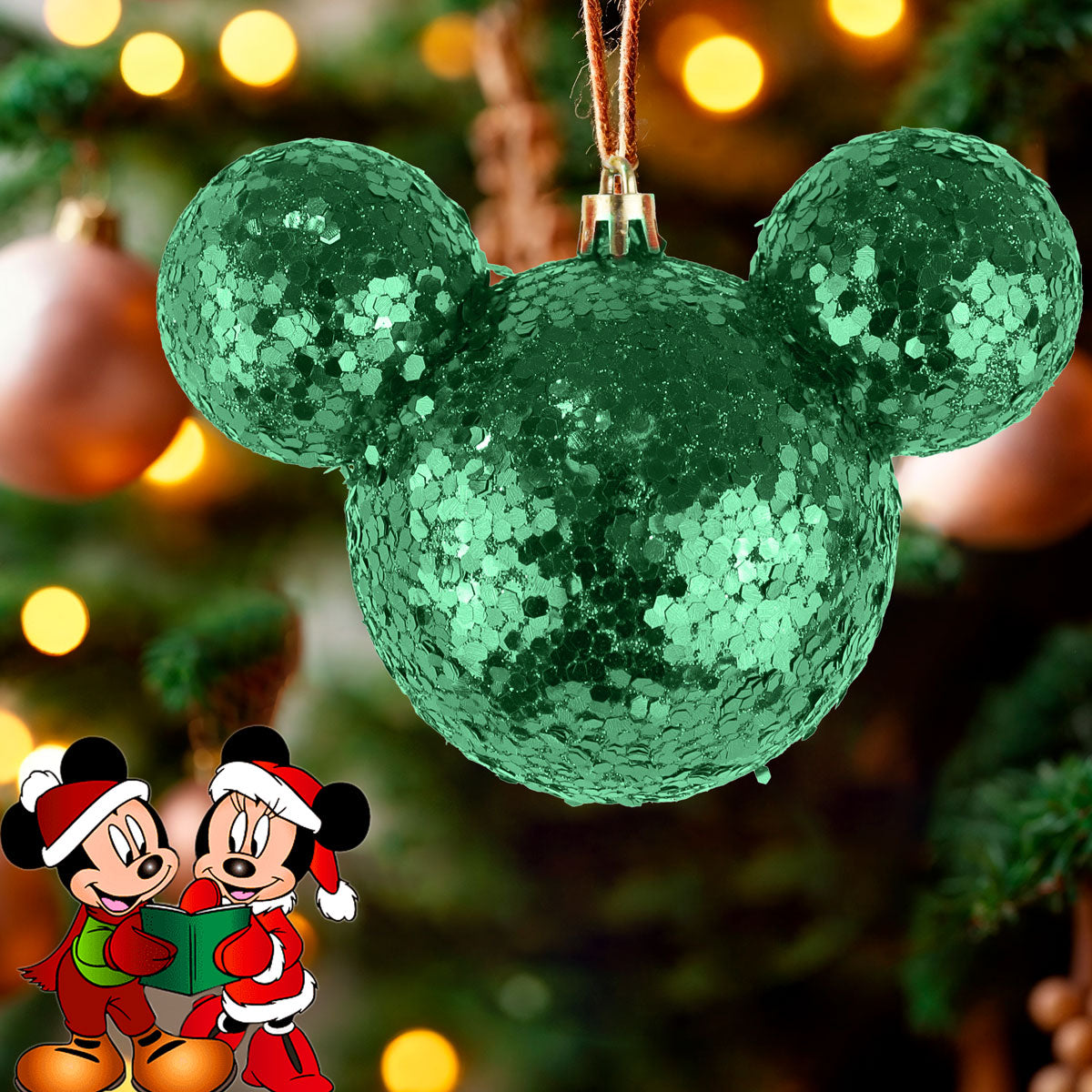 Esfera de Ojuelas Glitter, Mickey Mouse, Color Verde