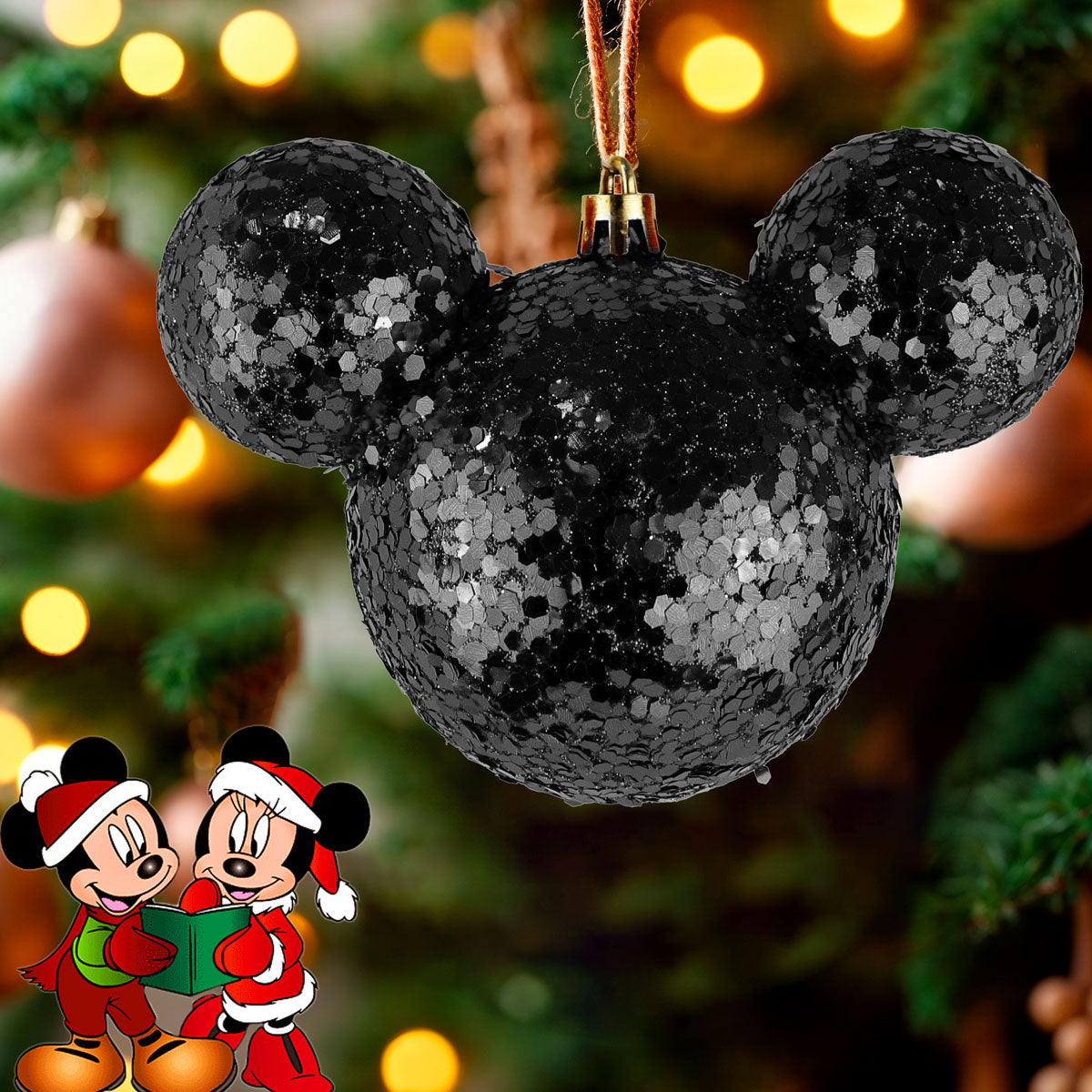 Esfera de Ojuelas Glitter, Mickey Mouse, Color Negro
