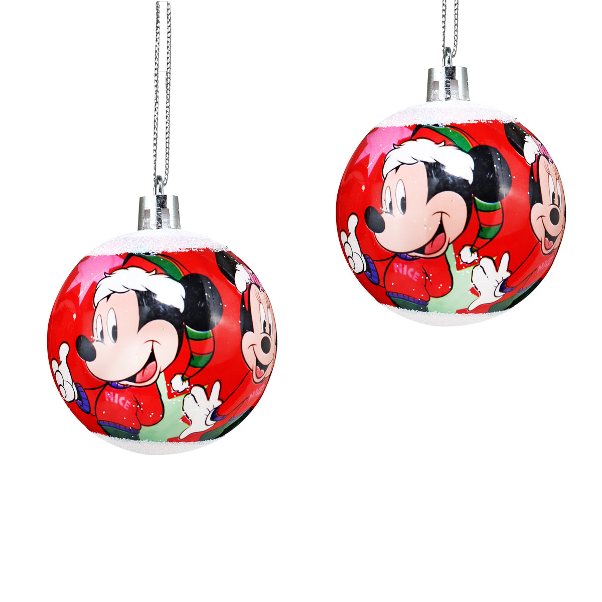 Esferas Navideñas color Rojo con Diseño de Mickey Mouse